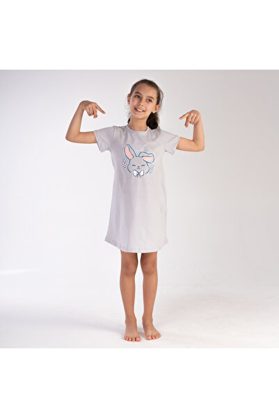 LOUP DORE Girl's Combed Cotton Cycling Collar Short Sleeve Nightgown