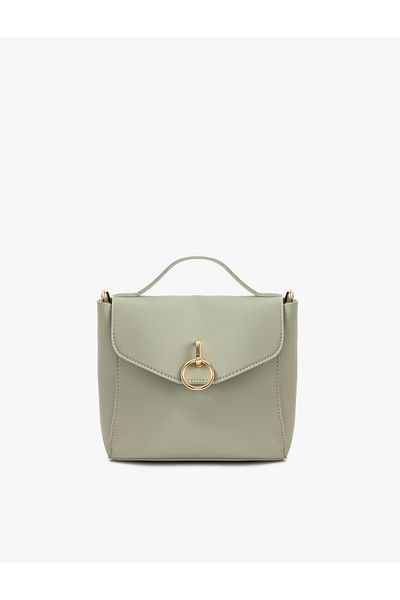 Koton Faux Leather Handle Strap Crossbody Bag with Metal Accessories