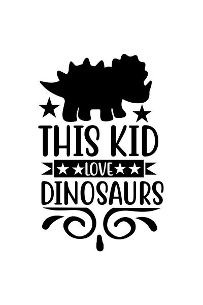 StoryGift Romania Sticker Eticheta 40CM Exterior cu stelute si un dinozaur cu mesajul "This kid loves dinosaurs"