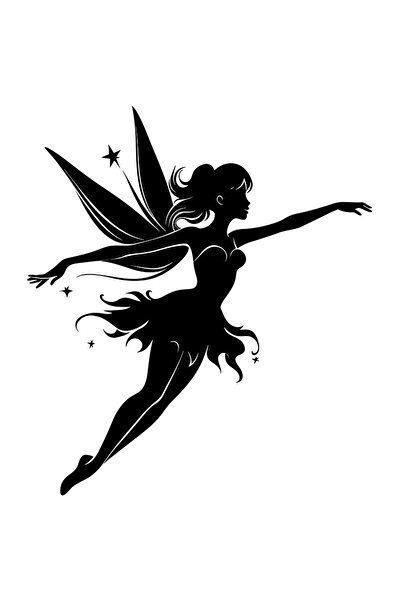 StoryGift Romania Sticker Adeziv 90CM Exterior cu o zana din povesti - magie , Vinyl Negru, 90 cm