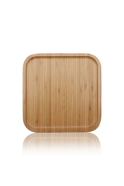 Vadi Bamboo Presentation Plate 25X25 cm Set of 6 - Natural Wooden Square Serving and Snack Plate