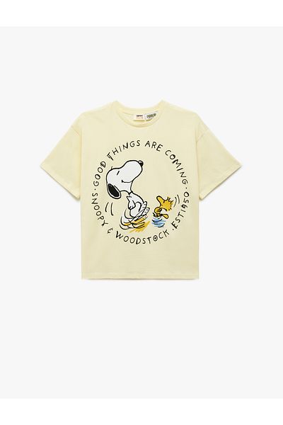 Koton Snoopy Printed Crew Neck Short Sleeve Cotton Licensed t Shirt