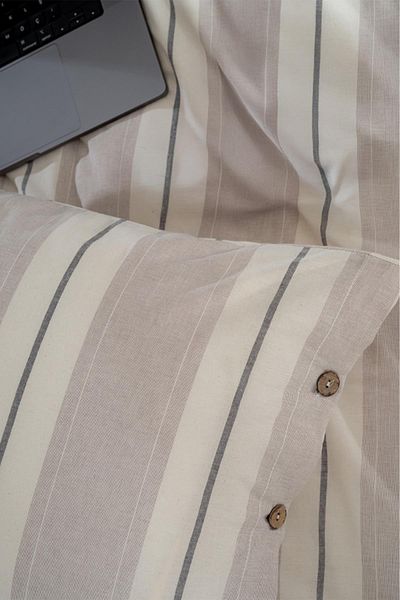 Berolige Granite 100% Cotton Oversize Washed Yarn Dyed Striped Duvet Cover Set
