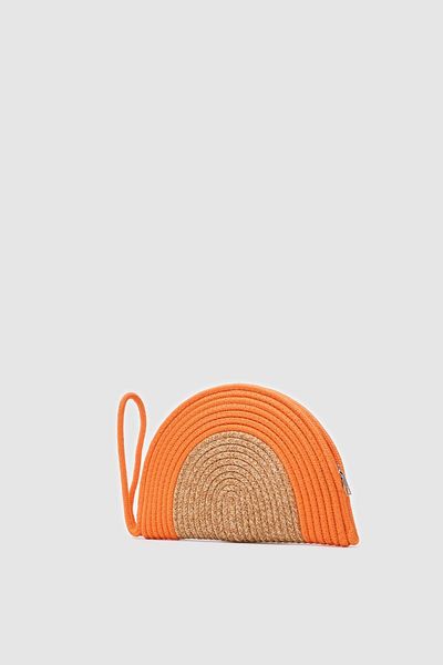 Shule Bags Most Orange Handmade Straw Clutch Bag