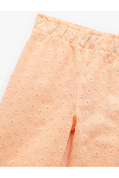 Koton Pamuklu Brodeli Yüksek Bel Geniş Paça Pantolon