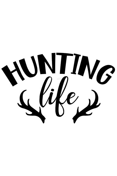 StoryGift Romania Sticker Eticheta 40CM Exterior cu niste coarne de cerb si textul "Hunting life" - viata la van