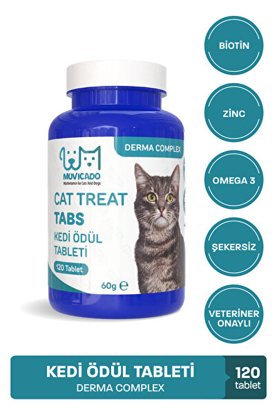 muvicado Derma Deri Ve Tüy Kedi Ödül Tableti Kedi Ödülü Köpek Vitamini Biyoti...