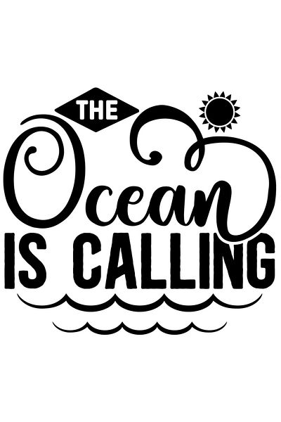 StoryGift Romania Sticker Eticheta 50CM Exterior cu textul in engleza "The ocean is calling" - oceanul cheama cr