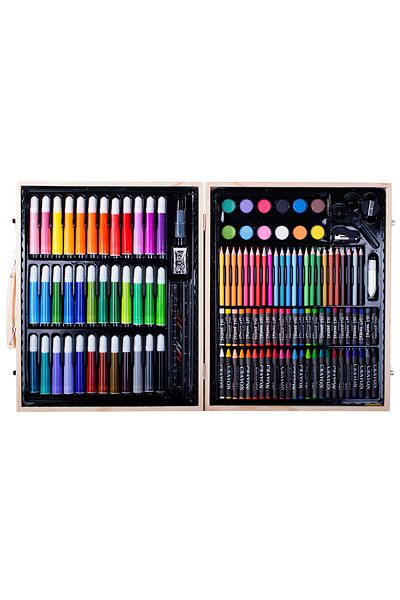zola Set pictat si desen, gentuta de depozitare, din lemn, 150 piese, 34x27.5x4 cm