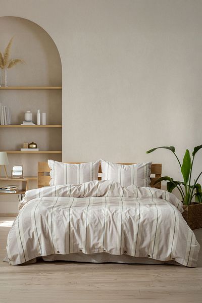 Berolige Granite 100% Cotton Oversize Washed Yarn Dyed Striped Duvet Cover Set