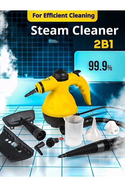 COOYA 1050W Handheld Steam Cleaner,2.6M Extended Power Cord,11Accessories and Safety Lock, Yellow