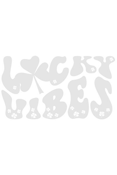 StoryGift Romania Sticker Exterior cu trifoi cu patru foi si textul in engleza "Lucky vibes" - noroc , Vinyl