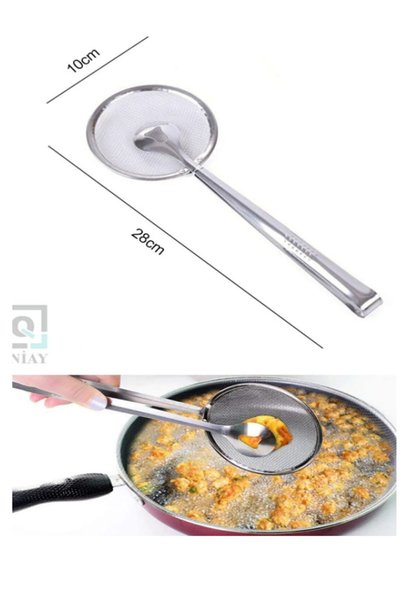 Funny Life Practical Strainer with Tongs Colander Steel Potato Fry Pot with Oil Strainer