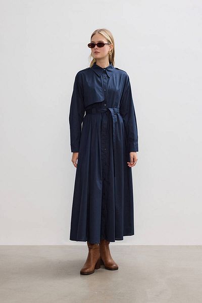 BE BLUE Βαμβακερό φόρεμα Navy Blue Trench