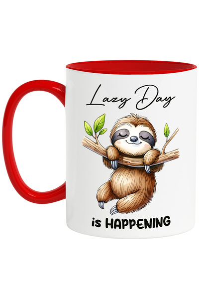 StoryGift Romania Cana cu animalul sloth/lenes dormind cu mesajul "Lazy day i...