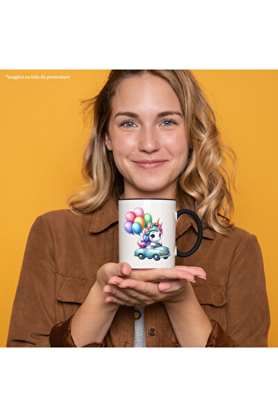 StoryGift Romania Cana cu un unicorn care conduce o masinuta, ilustratie, bal...