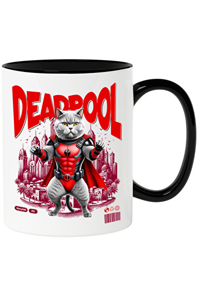 StoryGift Romania Cana cu British Shorthair Pisica In Costum de DeadPool cu P...