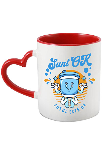StoryGift Romania Cana cu Pahar De apa In Pozitie Yoga Text Sunt Ok Totul Est...