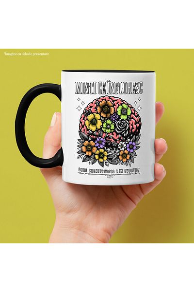 StoryGift Romania Brain mug with flowers BLOODED MINDS. Creativity in evolution, 330ml, Ceram, Cu, STG