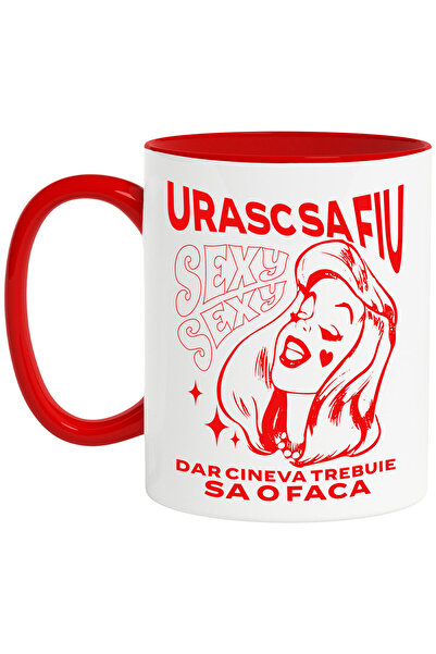 StoryGift Romania Cana cu Chip Feminin Cu par Lung Text Haios Urasc sa Fiu Se...