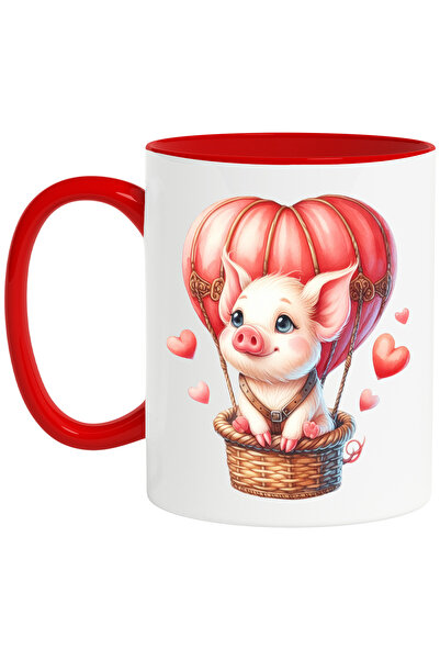 StoryGift Romania Cana cu un purcelus care se plimba cu un balon cu aer cald,...