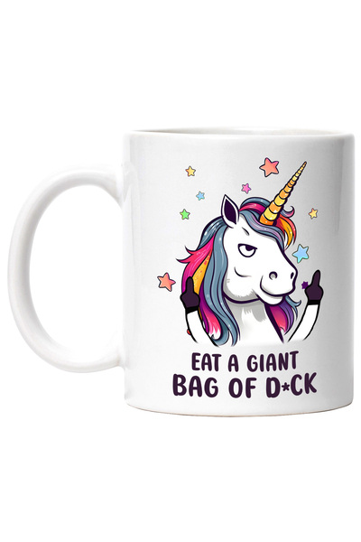 StoryGift Romania Cana cu un unicorn care arata semne obscene cu mesajul "Eat...