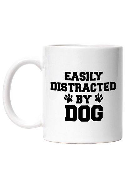 StoryGift Romania Mug for those who are easily distracted by dogs with text in English, with white handle