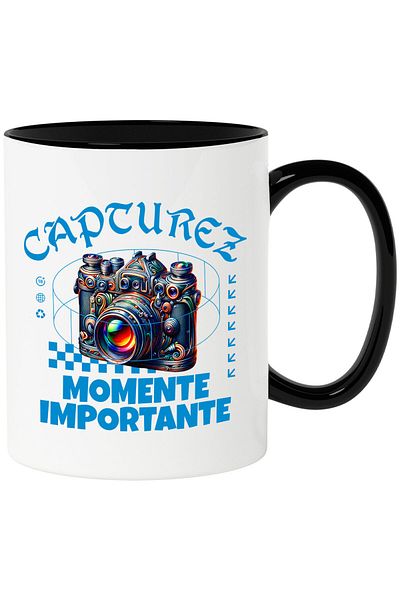 StoryGift Romania Cana cu Aparat Foto Vintige Creativitate Hobby Fotografie Text Capturez Moment I, Cu Maner Negru