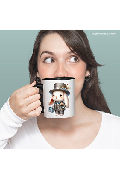 StoryGift Romania Cana cu un iepuras la costum, ilustratie, palarie, cadou, b...