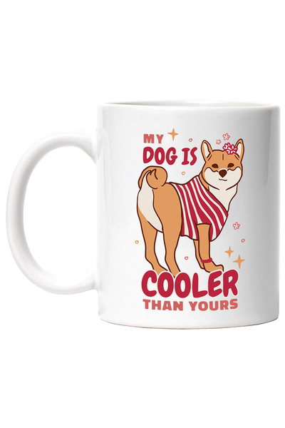StoryGift Romania Cana Cu Mesaj My Dog Is Cooler Than Yours, Shiba Inu, Stele, Multicolor 330 ml, , Cu Maner Alb