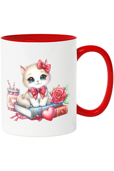 StoryGift Romania Cana cu o pisicuta vesela | ilustratie | funda | trandafir ...