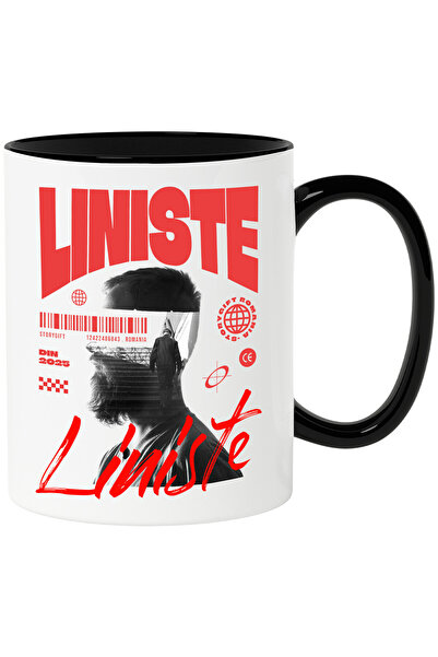 StoryGift Romania Cana cu Chip Uman Barbat Cu Barba Scari Batranete Text Liniste Motivational , Ce, Cu Maner Negru