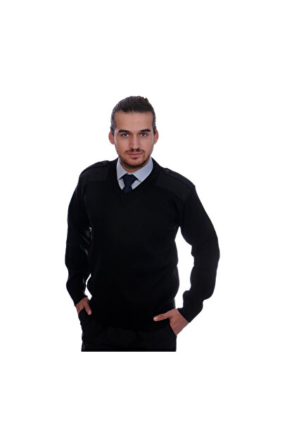 FORMTEKS Güvenlik Kazak V Yaka Siyah