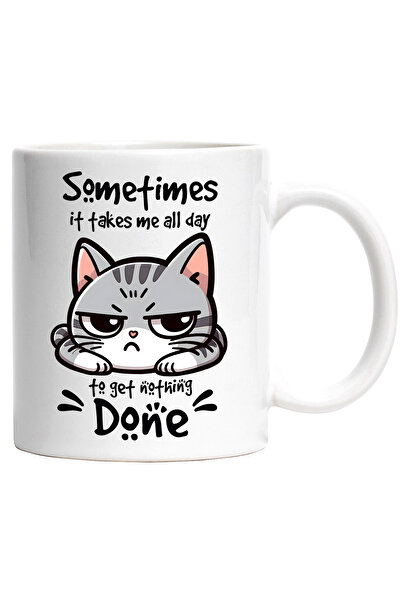 StoryGift Romania Cana cu pisica cu mesajul "Sometimes it takes me all day to...