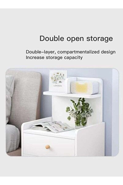 soufa dibaj Nightstand | Modern Nightstand Home Bedside Storage Cabinet with Drawer and Shelf