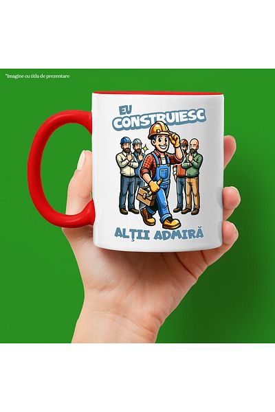 StoryGift Romania Cana Barbat Constructor Eu Construiesc, Alții Admira, 330ml, Ceramic Cu Maner Ro, Cu ,stg