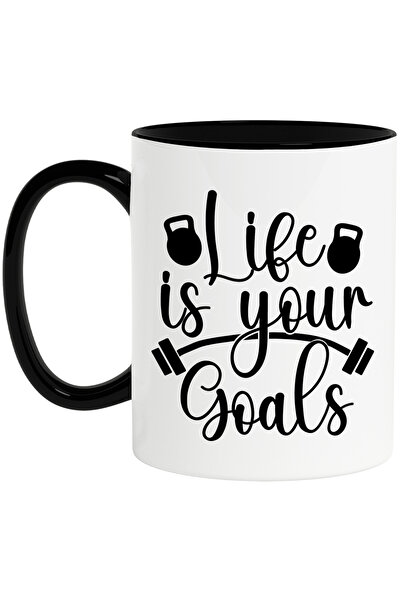 StoryGift Romania Cana cu haltera si greutati cu mesajul "Life is your goals"...