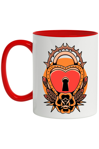 StoryGift Romania Cana Cu Inima, Lacat, Tepi, Pene, Floare, Frunze, Multicolo...