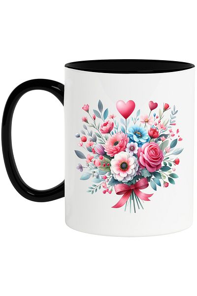 StoryGift Romania Mug with a bouquet of flowers for your loved one, illustration, rose, appreciate, With, STG