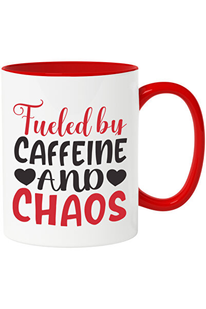 StoryGift Romania Cana cu inimioare si textul "Alimentat cu cafeina si haos" ...