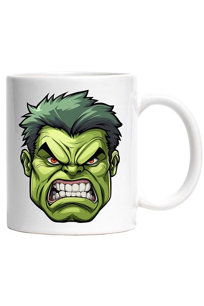 StoryGift Romania Cana Cu Hulk, Portret, Desen, Avengers, Marvel, Supereroi, Multicolor 330ml, Cer, Cu Maner Alb