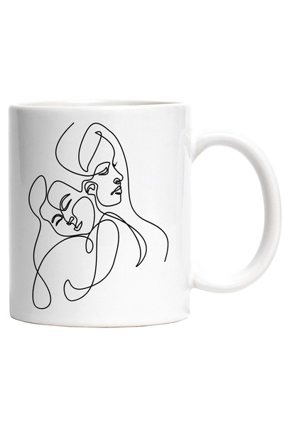 StoryGift Romania Cana cu Femeia si Copilul, Imbratisati, Linie Subtire, Fami...