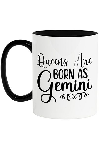 StoryGift Romania Gemini zodiac sign mug with the message "Queens are born as Gemini", illustration, zodiac sign, , With ,STG