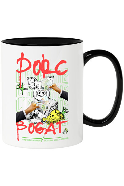 StoryGift Romania Cana Porc Bogat - Libertate, Munca si Determinare, 330ml, C...