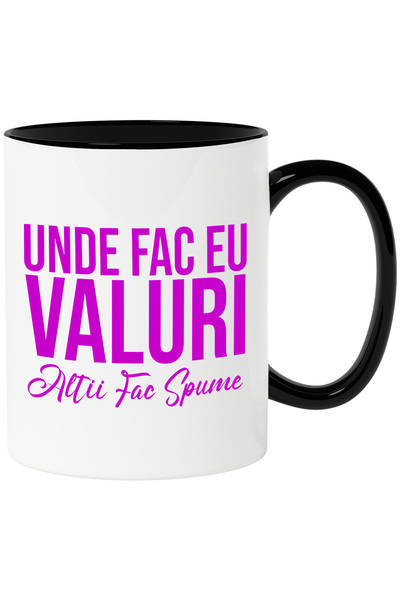 StoryGift Romania Cana cu Mesaj In Limba Romana Haios Text Unde fac Eu Valuri Altii fac Spume Arog, Cu Maner Negru