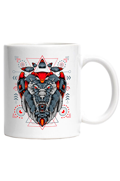 StoryGift Romania Cana Cu Cap De Leu, Robot, Geometric, Cyberpunk, SF, Multic...