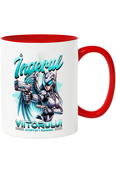 StoryGift Romania Cana Femeie razboinica robot Îngerul Viitorului, 330ml, Cer...