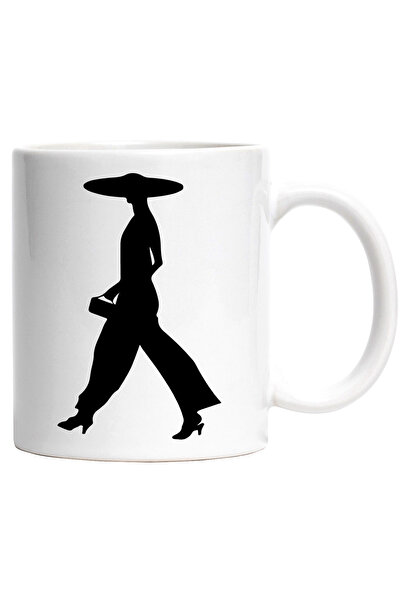 StoryGift Romania Cana cu o femeie eleganta - poseta cu Maner Alb, Cu Maner Alb