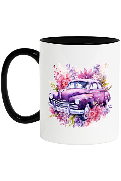 StoryGift Romania Cana cu o masina inconjurata cu flori, ilustratie, plante, ...