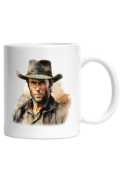 StoryGift Romania Cana Cu Clint Eastwood, Actor, Star De Cinema, Filme, Multicolor 330 ml, Ceramic, Cu Maner Alb